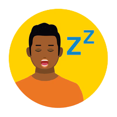 — title missing — Illustration of a man feeling fatigued.