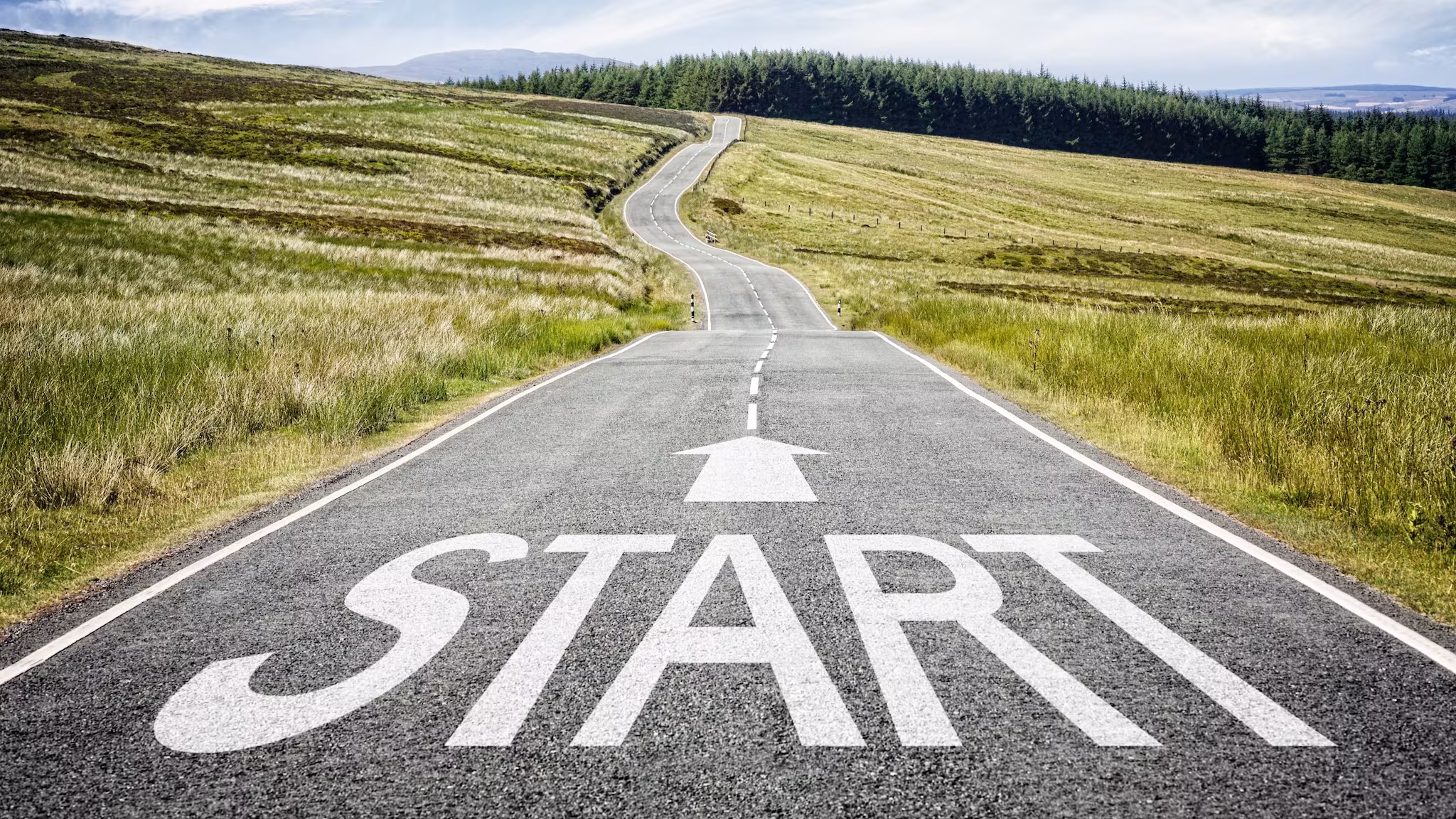 "Start" road Empty road with "START" painted across the bottom.