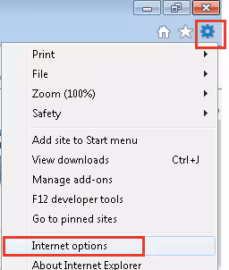 Image of IE browser settings
